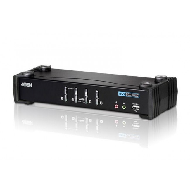 ATEN 4-Port USB DVI KVM Switch with Audio & USB 2.0 Hub (KVM Cables included)