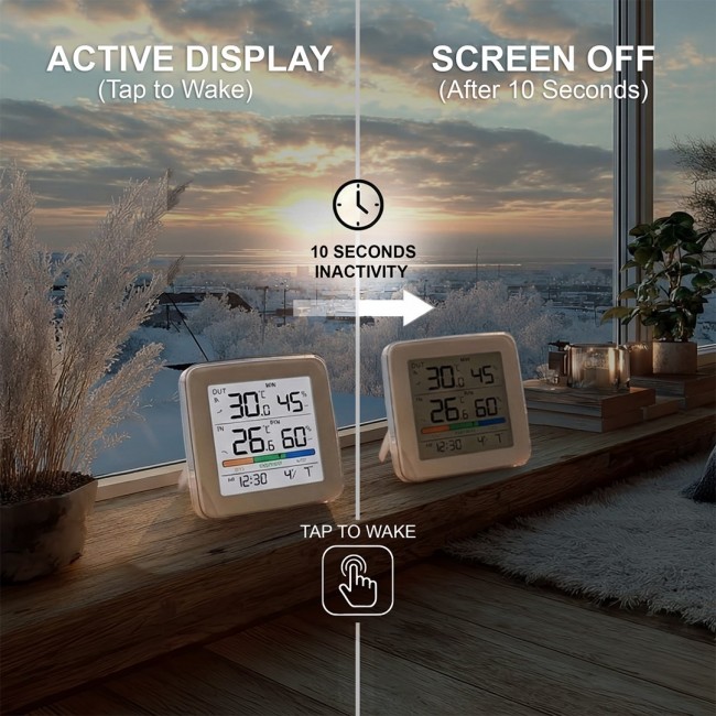 GreenBlue wireless weather station, temperature + humidity IN/OUT, clock + alarm + date, C / F selectable, range up to 60m, GB169