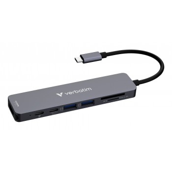 Verbatim USB-C Essentials Multiport Hub 7 ports: HDMI, USB-C, USB-C 3.2 Gen 1, 2 x USB-A 3.2 Gen 1, SD & microSD