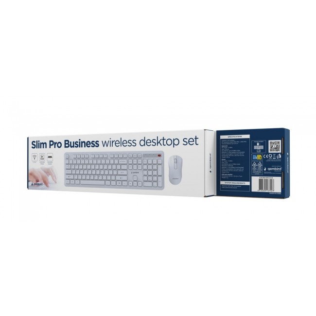 Gembird KBS-WPS-01 Slim Pro Business wireless desktop set, white, US layout
