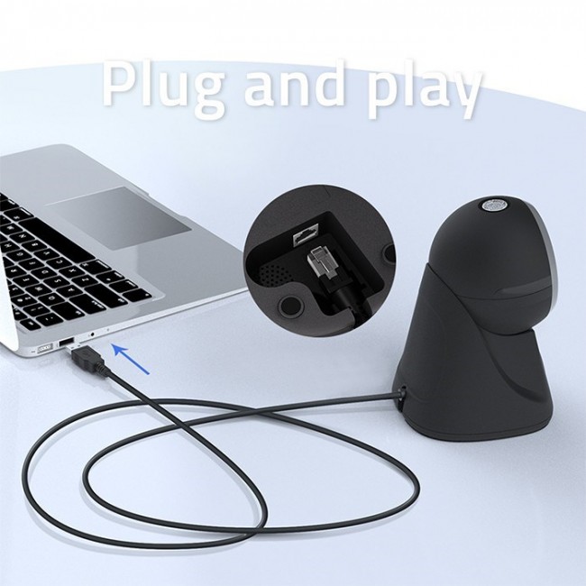 Qoltec Desktop Precision Reader 1D Barcode & QR Scanner | 2D