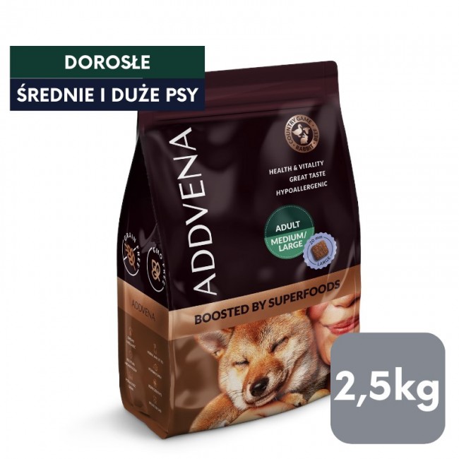 ADDVENA Boosted by superfoods Adult Medium/Large Beef - dry dog food - 2,5kg