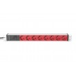Digitus aluminum outlet strip with pre-fuse, 8 safety outlets, 2 m supply IEC C14 plug