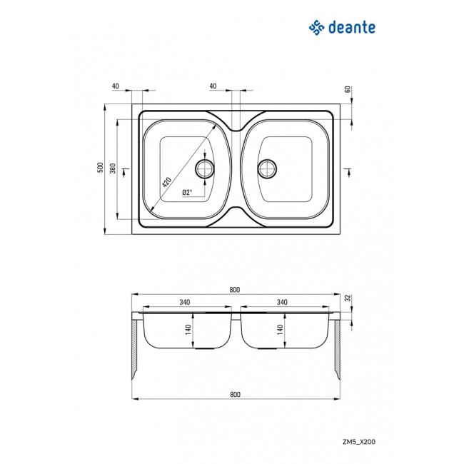 2-bowl steel sink - overlay