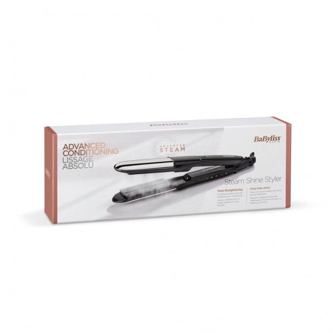 BaByliss Steam Mist Styler Straightening iron Black, Silver 67 W 98.4