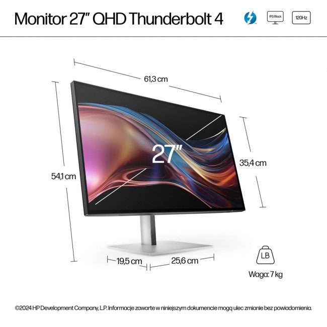 HP Series 7 Pro 27 inch QHD Thunderbolt 4 Monitor - 727pu