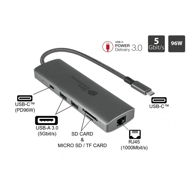 Alcasa HUB-C001A interface hub USB Type-C 5000 Mbit/s Anthracite Alcasa HUB-C001A interface hub USB Type-C 5000 Mbit/s Anthracite