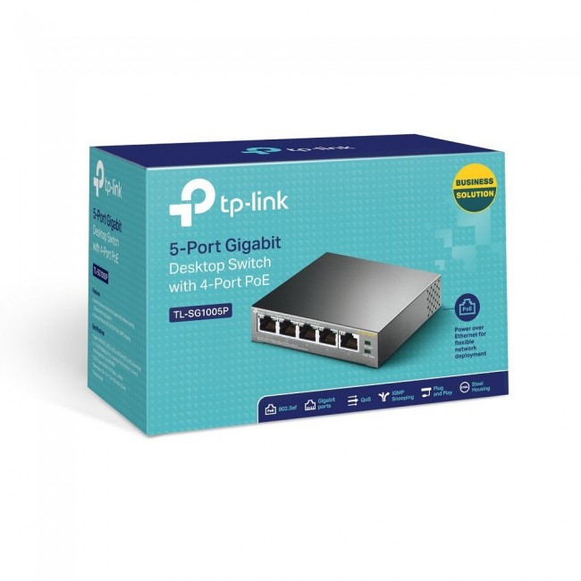 TP-Link 5-Port Gigabit Desktop PoE Switch with 4-Port TP-Link 5-Port Gigabit Desktop PoE Switch with 4-Port