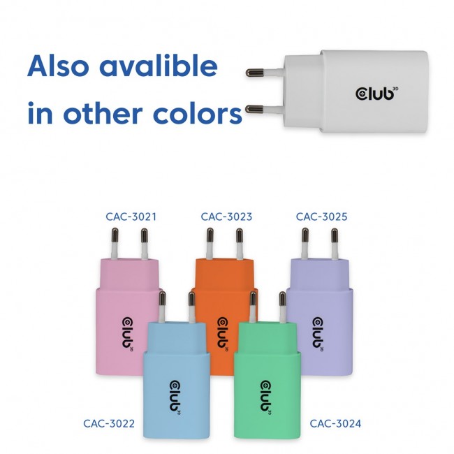 CLUB3D 2-Pack USB C Charger 30 Watt Whit