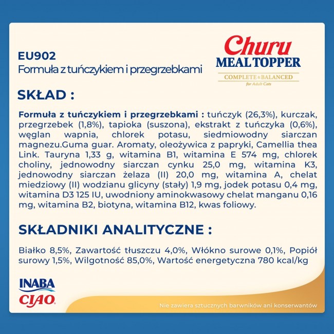 INABA Churu Meal Topper Tuna with scallop - cat treats - 4 x 14g INABA Churu Meal Topper Tuna with scallop - cat treats - 4 x 14g