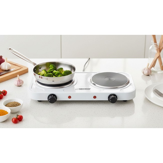 Esperanza EKH010W Adjustable electric cooker, 2 heating fields, white