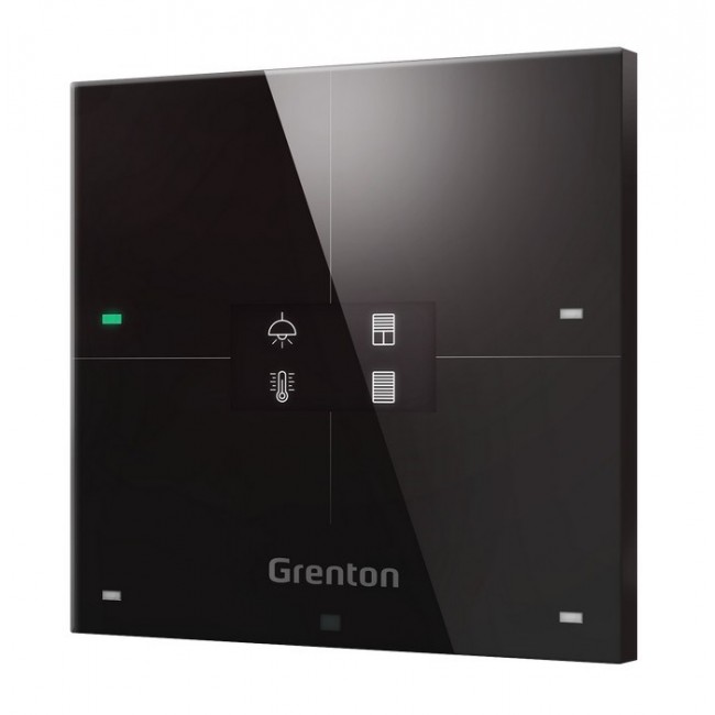Grenton smart panel / 4 touch fields / OLED / TF-Bus display / black glass front