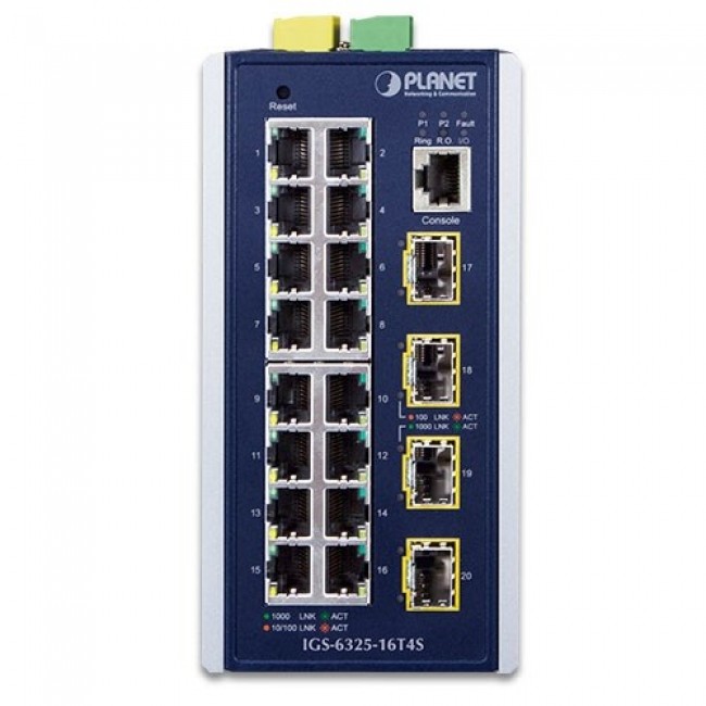 PLANET IGS-6325-16T4S network switch Managed L3 Gigabit Ethernet (10/100/1000) Blue, Grey
