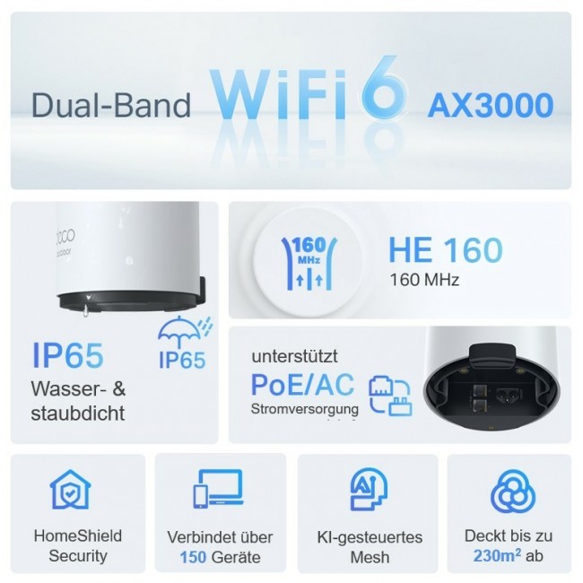 TP-Link AX3000 Outdoor / Indoor Whole Home Mesh WiFi 6 Unit