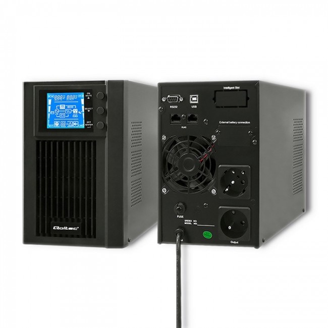 Qoltec 53042 Uninterruptible Power Supply | On-line | Pure Sine Wave | 1kVA | 800W | LCD Qoltec 53042 Uninterruptible Power Supply | On-line | Pure Sine Wave | 1kVA | 800W | LCD