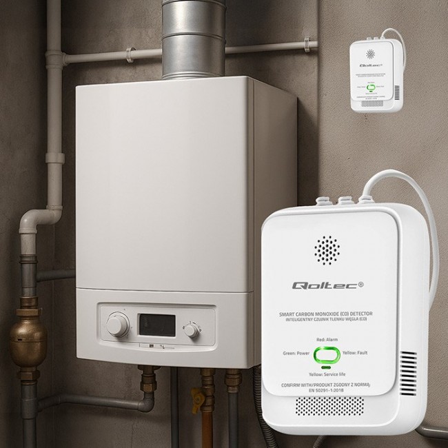 Qoltec 52576 Carbon monoxide sensor | CO detector | alarm 85dB | LED