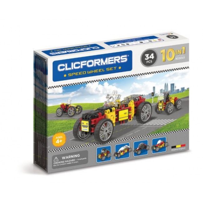 EDUCATIONAL AND CONSTRUCTION BLOCKS CLICS CLICFORMERS 803001 - SPEED WHEEL SET (10 IN 1) - 34 ELEMENTS