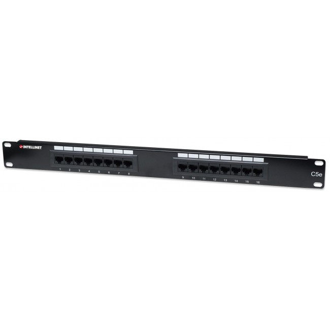 Intellinet Patch Panel, Cat5e, UTP, 16-Port, 1U, Black Intellinet Patch Panel, Cat5e, UTP, 16-Port, 1U, Black
