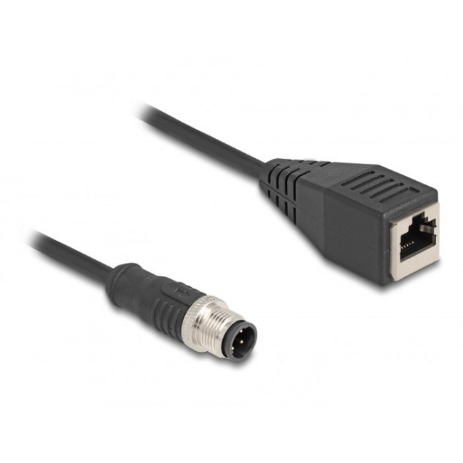 DeLOCK M12 Adapter Cable D-coded 4 pin male to RJ45 female 50 cm