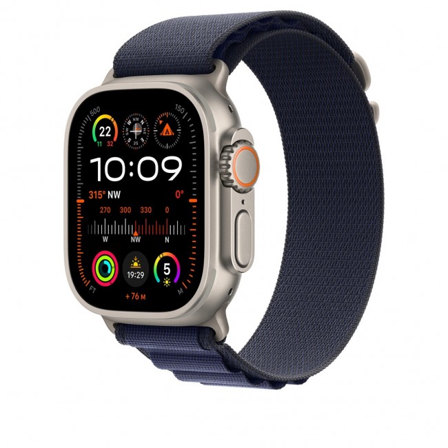 Apple 49mm Navy Alpine Loop - Small - Natural Titanium Finish