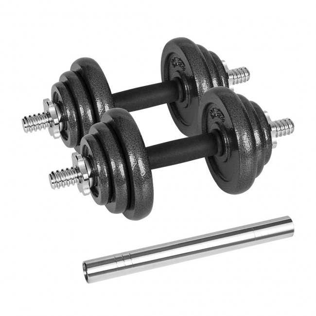 REBEL ACTIVE Adjustable dumbbells in a case 20 kg with a bar