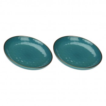 Set of 2 Concerto Ottanio Round Bowls - Blue-Green, 30 cm