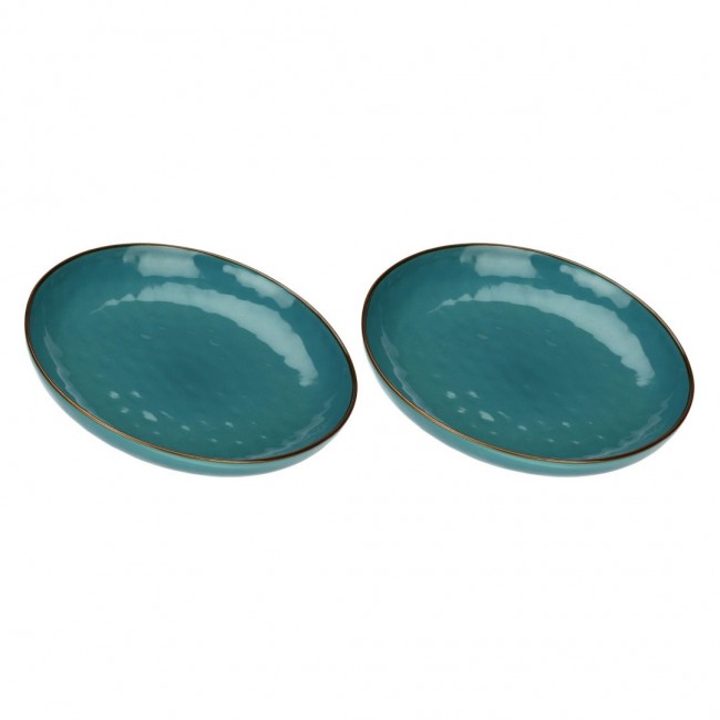 Set of 2 Concerto Ottanio Round Bowls - Blue-Green, 30 cm