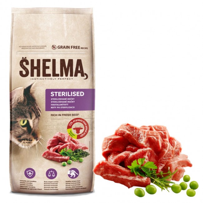 SHELMA Sterilised Beef - dry cat food - 8kg
