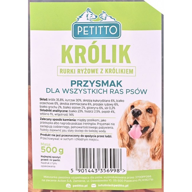 PETITTO Rice sticks with rabbit - dog treat - 500g