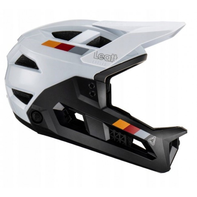 LEATT MTB Enduro 2.0 V23 Bike Helmet with Removable Chin Guard, Size L (59 63 cm), White