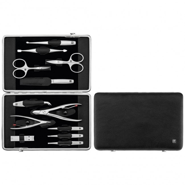 ZWILLING TWINOX Zestaw do manicure czarne sk rzane etui, 12 element w