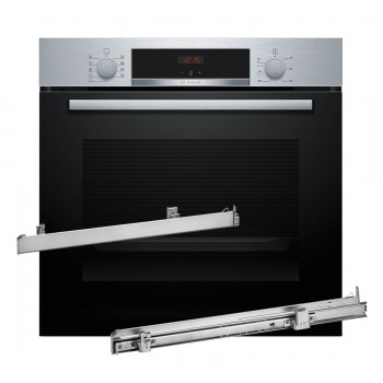 BOSCH HBA514BS3 oven + BOSCH HEZ538000 single-level telescopic runners