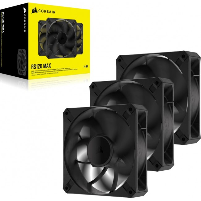 Corsair RS120 MAX Computer case Fan 12 cm Black 3 pc(s) Corsair RS120 MAX Computer case Fan 12 cm Black 3 pc(s)