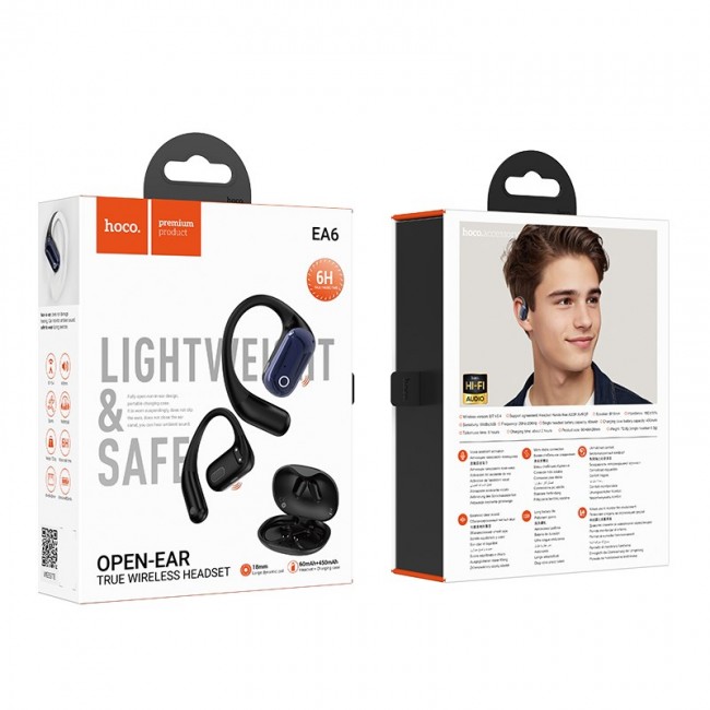 Hoco EA6 Headset Wireless Open-Ear Connectivity/Music Bluetooth Black Hoco EA6 Headset Wireless Open-Ear Connectivity/Music Bluetooth Black
