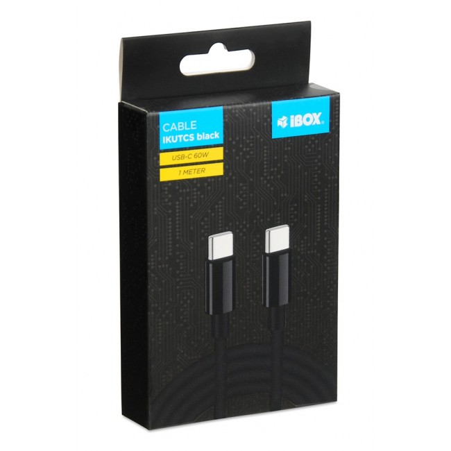 iBOX IKUTC USB-C cable 60W 1m Black iBOX IKUTC USB-C cable 60W 1m Black