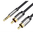 Vention 3.5mm Male to 2RCA Male Audio Cable 1M Black Metal Type