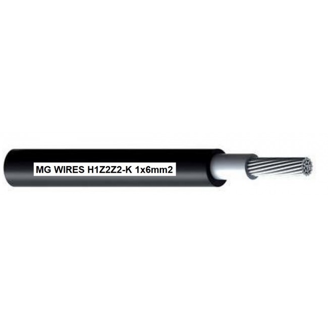 Photovoltaic cable // MG Wires // 1x6mm2, 0,6/1kV black H1Z2Z2-K-6mm2 BK, package 100m