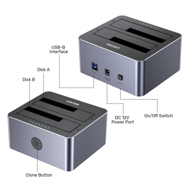 UNITEK CLONING STATION 2X SATA 2,5