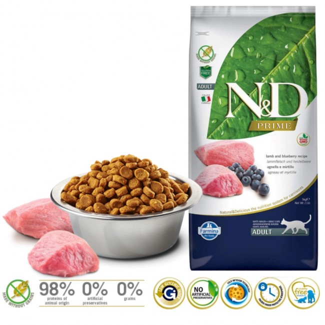 FARMINA N&D Prime Lamb & Blueberry - dry cat food - 5 kg