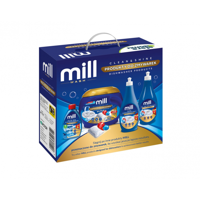 Mill dishwasher detergent set.