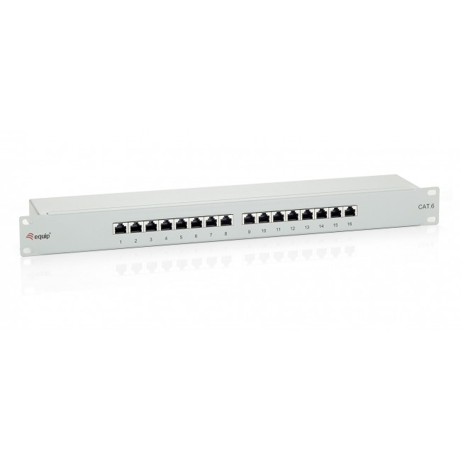 Equip 16-Port Cat.6 Shielded Patch Panel, Light Grey Equip 16-Port Cat.6 Shielded Patch Panel, Light Grey