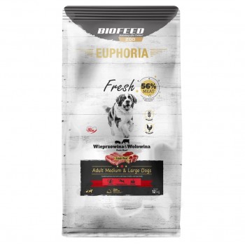 BIOFEED Euphoria Fresh Adult Medium & Large Pork with beef - dry dog food - 12kg