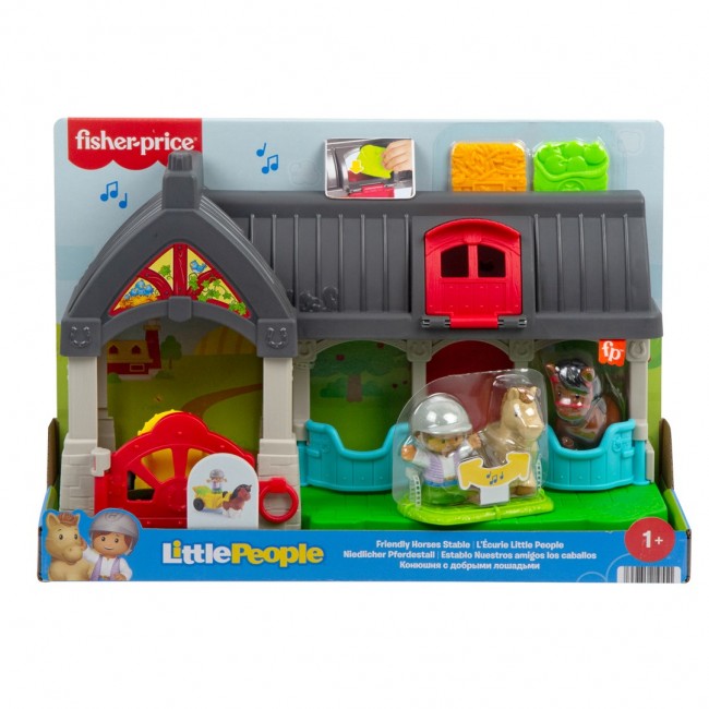 Fisher-Price Little People Friendly Horses Stable Toddler Playset with Sounds, 6 Play Pieces
