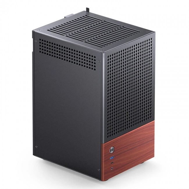 Jonsbo T6 PC Case, Mini-Tower, Mini-ITX, Tempered Glass, Wood, black