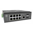 LevelOne IGP-1091 10-Port L3 Managed 2.5 Gigabit PoE Industrial Switch, 2 x 1G/10G SFP+ Uplinks, 8-Port PoE Outputs, Power Budget 480W, 802.3af/at/bt PoE, DIN-Rail, -40 C to 75 C