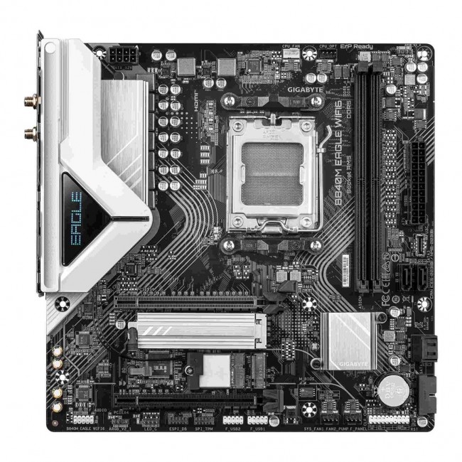 GIGABYTE B840M EAGLE WIFI6 Motherboard - AMD Ryzen 9000 CPUs, 5+2+2 Phases VRM, up to 7600MHz DDR5(O.C), 1xPCIe 4.0 + 1xPCIe 3.0 M.2, Wi-Fi 6, 2.5GbE LAN, USB 3.2 Gen 1 GIGABYTE B840M EAGLE WIFI6 Motherboard - AMD Ryzen 9000 CPUs, 5+2+2 Phases VRM, up to 7600MHz DDR5(O.C), 1xPCIe 4.0 + 1xPCIe 3.0 M.2, Wi-Fi 6, 2.5GbE LAN, USB 3.2 Gen 1