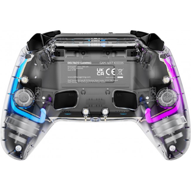 Deltaco Gaming GAM-169-T Gaming Controller Transparent Bluetooth/USB Gamepad Android, Nintendo Switch, PC, PlayStation 4, iOS Deltaco Gaming GAM-169-T Gaming Controller Transparent Bluetooth/USB Gamepad Android, Nintendo Switch, PC, PlayStation 4, iOS