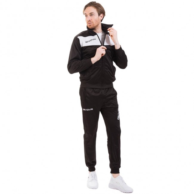 Givova Tuta Visa Triacetato Tracksuit Black & White TR018 1003 XS Givova Tuta Visa Triacetato Tracksuit Black & White TR018 1003 XS