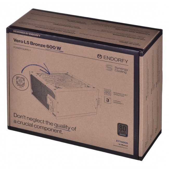 ENDORFY Vero L5 Bronze 600W power supply unit 24-pin ATX ATX Black ENDORFY Vero L5 Bronze 600W power supply unit 24-pin ATX ATX Black
