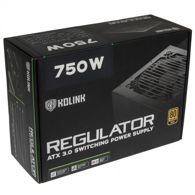 Kolink Regulator 80 PLUS Gold PSU, ATX 3.0, PCIe 5.0, modular - 750 Watts Kolink Regulator 80 PLUS Gold PSU, ATX 3.0, PCIe 5.0, modular - 750 Watts